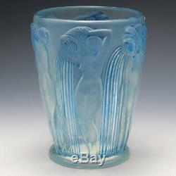 R Lalique Blue Stain Opalescent Danaides Vase Marcilhac 972