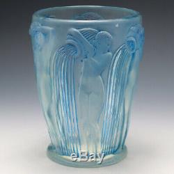 R Lalique Blue Stain Opalescent Danaides Vase Marcilhac 972