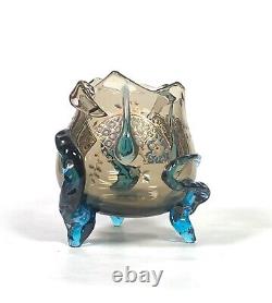 Rare 19th Century Auguste Jean Applied Art Glass Vase Hand Enameled Signed