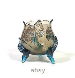 Rare 19th Century Auguste Jean Applied Art Glass Vase Hand Enameled Signed