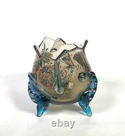 Rare 19th Century Auguste Jean Applied Art Glass Vase Hand Enameled Signed