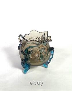 Rare 19th Century Auguste Jean Applied Art Glass Vase Hand Enameled Signed