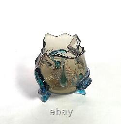 Rare 19th Century Auguste Jean Applied Art Glass Vase Hand Enameled Signed