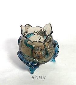 Rare 19th Century Auguste Jean Applied Art Glass Vase Hand Enameled Signed