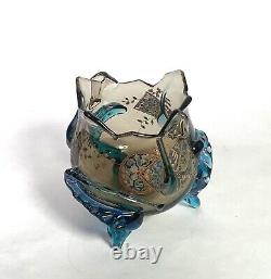 Rare 19th Century Auguste Jean Applied Art Glass Vase Hand Enameled Signed