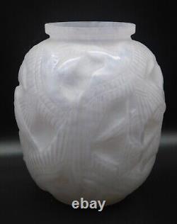 ° Rare Antique Art Deco French Glass Hirondelles Glass Vase Pierre By D'avesn