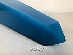 Rare Antique French Blue Opalescent Glass Obelisk on Wooden Base