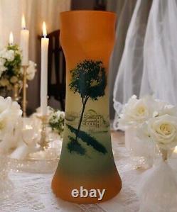 Rare Antique Legras France Enamel Hand Painted Glass Vase C-1900-1920 EUC