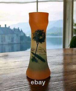 Rare Antique Legras France Enamel Hand Painted Glass Vase C-1900-1920 EUC