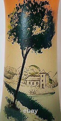 Rare Antique Legras France Enamel Hand Painted Glass Vase C-1900-1920 EUC