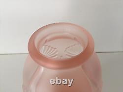 Rare Antique Pierre D'Avesn French Art Deco Satin Pink Glass Flower Vase, 9 T