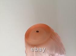 Rare Antique Pierre D'Avesn French Art Deco Satin Pink Glass Flower Vase, 9 T