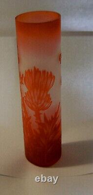 Rare! Baccarat Cameo Glass Stick Vase Signed And Dated 1915