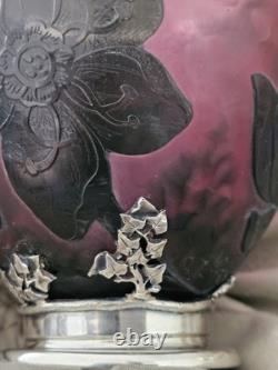 Rare Daum Nancy Martele Two Handled Cup With Lilies of the Valley Silver Mounts