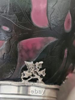 Rare Daum Nancy Martele Two Handled Cup With Lilies of the Valley Silver Mounts