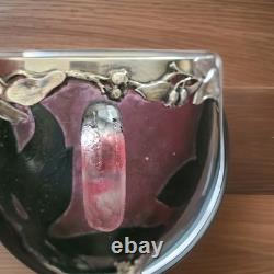 Rare Daum Nancy Martele Two Handled Cup With Lilies of the Valley Silver Mounts