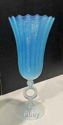 Rare Durand Art Deco Emploi Italy Opalescent Blue French Art Glass Vase Ring