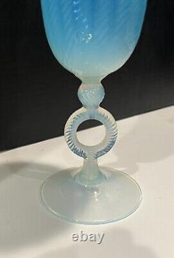 Rare Durand Art Deco Emploi Italy Opalescent Blue French Art Glass Vase Ring