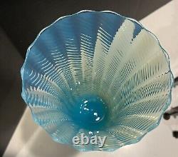 Rare Durand Art Deco Emploi Italy Opalescent Blue French Art Glass Vase Ring