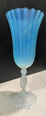 Rare Durand Art Deco Emploi Italy Opalescent Blue French Art Glass Vase Ring