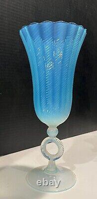 Rare Durand Art Deco Emploi Italy Opalescent Blue French Art Glass Vase Ring