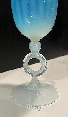 Rare Durand Art Deco Emploi Italy Opalescent Blue French Art Glass Vase Ring