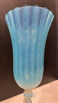 Rare Durand Art Deco Emploi Italy Opalescent Blue French Art Glass Vase Ring