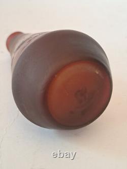 Rare Emile Gallé Cameo Glass Vase with Boats Ship Scene Signed Art Nouveau