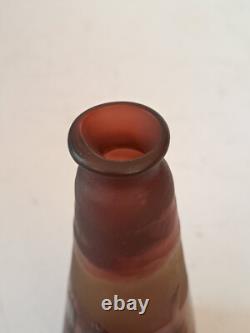 Rare Emile Gallé Cameo Glass Vase with Boats Ship Scene Signed Art Nouveau