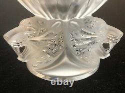 Rare Fabulous Lalique Crystal Three (3) Jaguars Vase MINT withBox & Base Pads