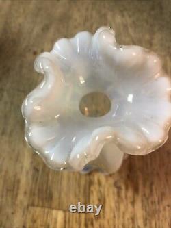 Rare Fenton Art Glass French Opalescent Ribbed Ruffled Favor Vase