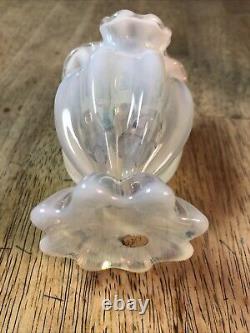 Rare Fenton Art Glass French Opalescent Ribbed Ruffled Favor Vase