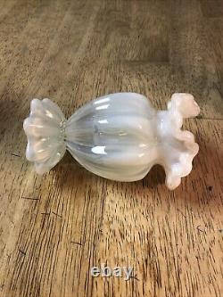 Rare Fenton Art Glass French Opalescent Ribbed Ruffled Favor Vase