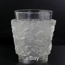 Rare French 1938 Rene Lalique Frosted Crystal Glass Bacchus Fauns Among Ivy Vase