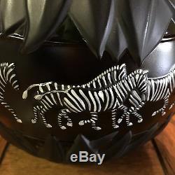 Rare Hard to Find LALIQUE Black & White Enameled Zebra TANZANIA Vase with COA