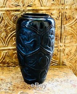 Rare Lalique Black Crystal Reclining Nudes Hesperides Vase 9.3 Perfection