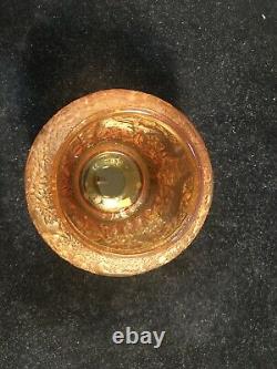 Rare Lalique Crystal Amber Biches Deer Vase MINT Original Labels Base Pads