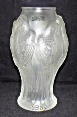 Rare- Lalique Crystal Parrot Vase