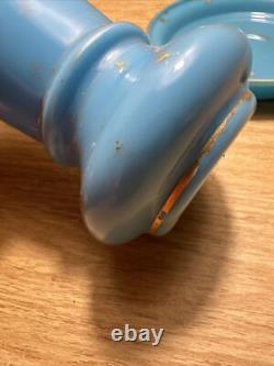 Rare PV Portieux Vallerysthal STARS French BLUE OPALINE Art Glass Vase Saucer