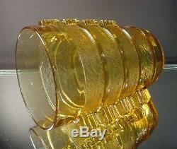 Rare Pierre D'Avesn Amber Art Deco Banded Glue Chip Vase Daum Freres France 1935