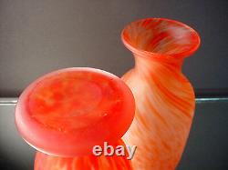 Rare Pr Legras French Art Glass Red Spatter Acid Washed Vases Art Deco France