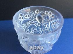 Rare. R. Lalique France Avallon Frosted birds in grapes and vines motif Vase