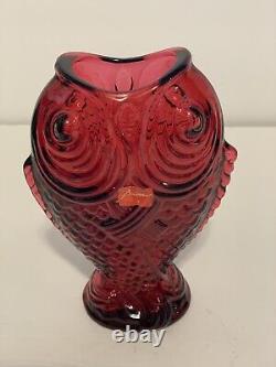 Rare Retired Vtg Baccarat Red Double Carp Glass Vase Poisson Great Condition