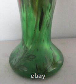 Rare & Unique 13 LEGRAS (FRANCE) Red Poppies Art Nouveau Glass Vase c. 1915