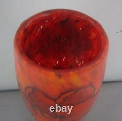 Rare & Unique 13 LEGRAS (FRANCE) Red Poppies Art Nouveau Glass Vase c. 1915