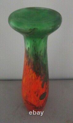 Rare & Unique 13 LEGRAS (FRANCE) Red Poppies Art Nouveau Glass Vase c. 1915