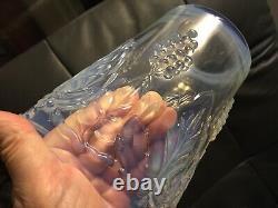 Rare VINTAGE HEAVY OPALESCENT GLASS VASE CHAMPAGNE COOLER GRAPEVINE 8 FRENCH