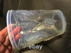 Rare VINTAGE HEAVY OPALESCENT GLASS VASE CHAMPAGNE COOLER GRAPEVINE 8 FRENCH