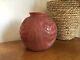 Rare Vintage Art Deco French Red Moulded Glass Flower Vase P Pierre DAvesn