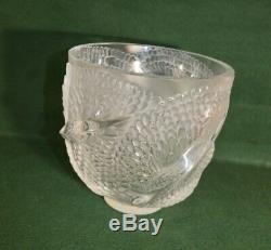 Rare Vintage Lalique French Andromeda Fish Scale Centerpiece Vase 6 Inches